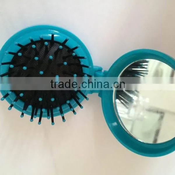 Custon Color Cleaning Mini Folding Hair Brush With Mirror photo-2