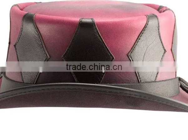 Steampunk QUINN Genuine Cowhide Leather Top Hat 2 Colors photo-2