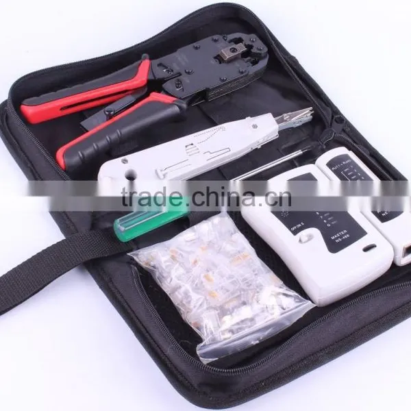 Computer network hand tool set with crimping tool cable tester,multi combo kit