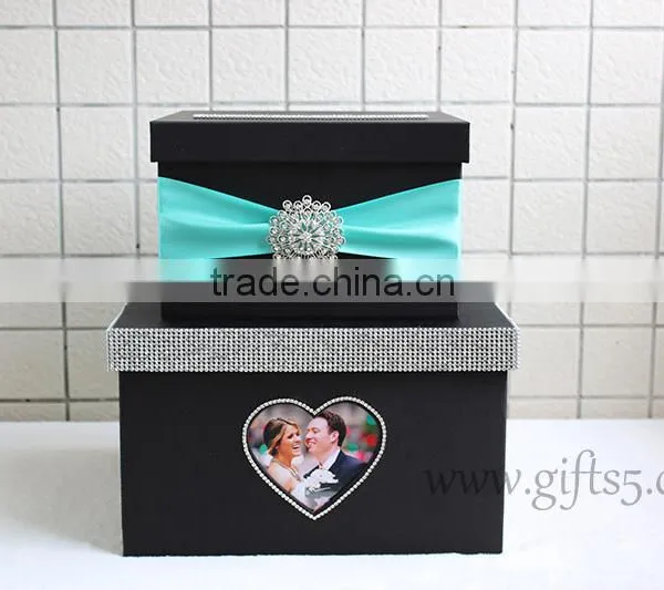 Elegant Handmade Black Wedding Cardbox With Photo Frame photo-3
