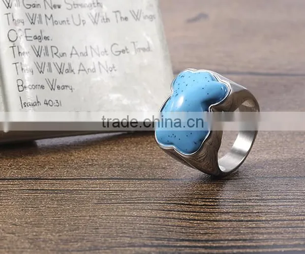 2016 New Arrival Fashion Wholesale Blue Turquoise Lovely Bear Finger Ring photo-5