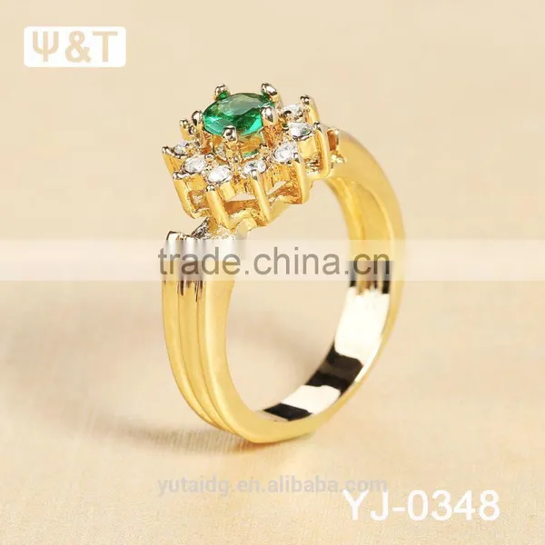 Jingli Jewelry Green Stone Gold Plated Ring (YJ-348) photo-2