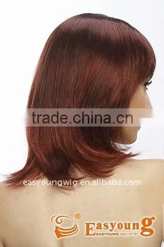 Red Straight Hair Wigs, Machine Made Skin Burgundy Hair Wigs photo-3