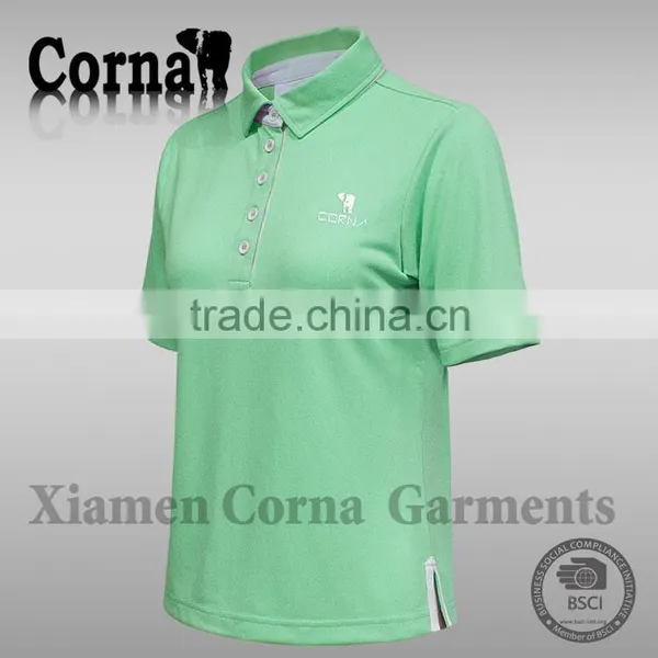 100% Polyester Original Pique Fabric Short Sleeves Green Female Outdoor Sport Blank Polo t Shirt photo-3
