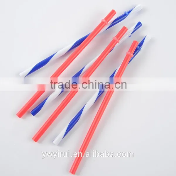 Striped Hard Plastic Straight Drinking Straw With Ring photo-3