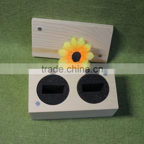 2017 new arrival top grade quality handmade unfinished wooden jewelry gift packing box for two rings with EVA and magnet