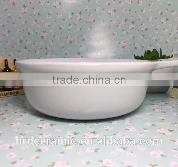 High Quality Stocked White Ceramic Sauce Boat With Handle photo-5