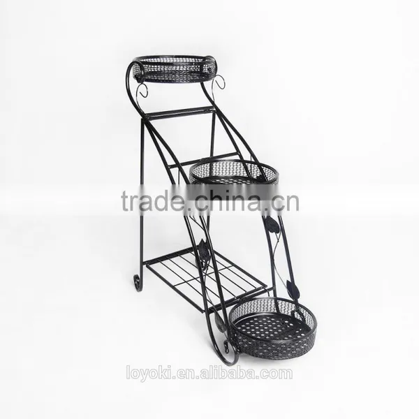 Garden Yard Decor Orgnized 3-Tiered 1-Rack Folded Plant Pots Tray Unit Metal Flower Stand photo-4