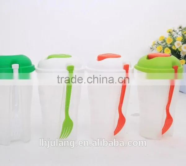 Wholesale BPA-Free Plastic Salad Shaker /plastic Salad Cup With Fork/plastic Salad Shaker on the Go photo-2