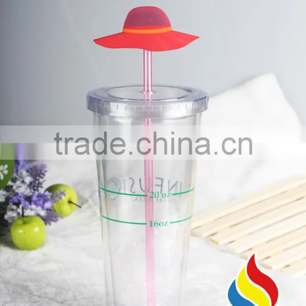 Eco-friendly 16oz Double Wall Clear Plastic Tumbler With Lid For Juice photo-3