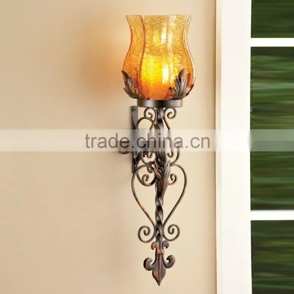 Glass Wall Sconce Candle Holder Iron Craft For Home Decoration photo-2