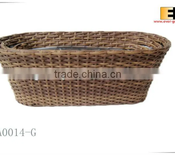 Oval Shape PE Rattan With Liner Plastic Flower Pot photo-2