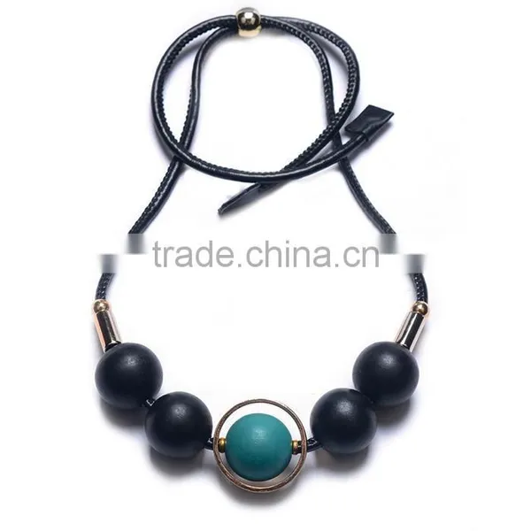 Chunky Rubber Beads Leather Necklace Choker Leather Necklace Geometric Necklace photo-3