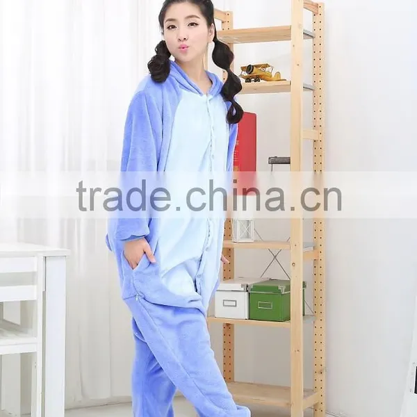 Flannel Cartoon Adult Animal Jumpsuit Animal Pajamas Jumpsuit Blue Stitch Design photo-3