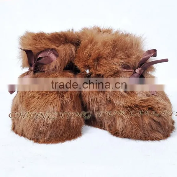 CX-SHOES-07C European Genuine Rabbit Fur Baby Shoes photo-2