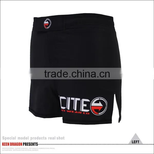 2016 NEW STYLE BLACK MMA SHORTS WITH LOGO ON THE BOTTON OF LEG OPENING photo-4