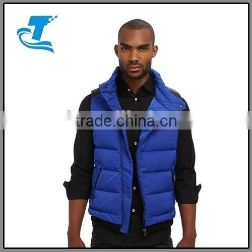 New Fashion European Style Winter Blue Men Down Vest With Stand Up Collar photo-4