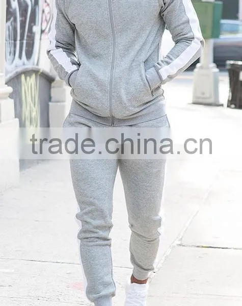Cotton Spandex Gym Tracksuit Wholesale Jogger Pants With Contrast White Piping to Slide Seams photo-4