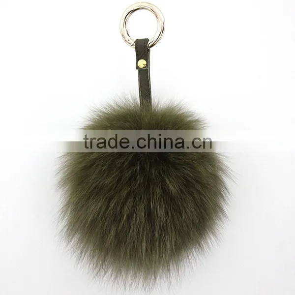 Myfur Cute Lady Bag Charm Rose Color Genuine Fox Fur Pompom Keychain photo-4