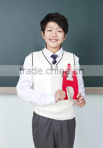 Juqian Knitwear Vest School Uniform Wholesale / V Neck Sweater Kids Knit Vest Pattern Child Sleeveless Sweater photo-3