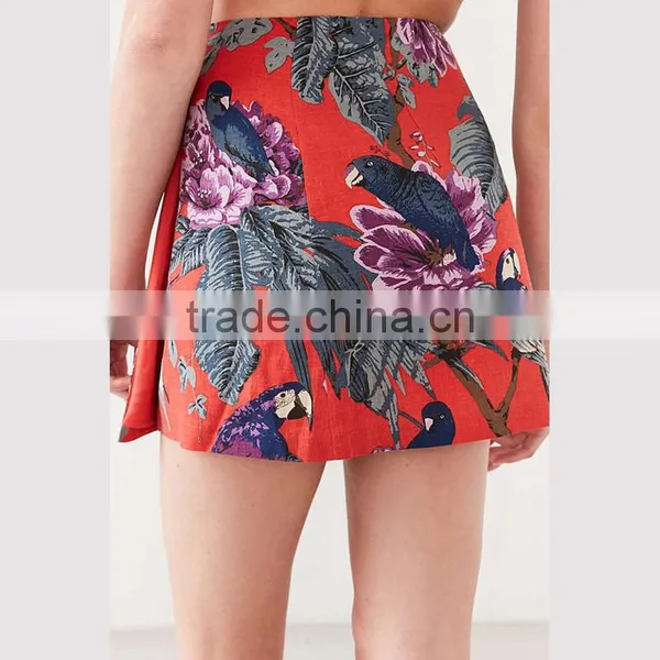 New Design Summer 2017 Fashion Floral Mini Wrap Skirt photo-4