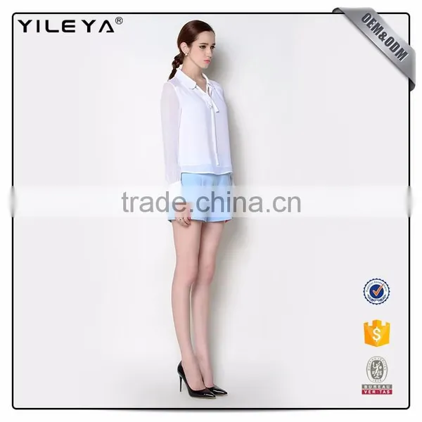 Fashion Design Lady Blouse,korean Fashion Long Sleeves Blouse,high Neck Design of Blouse photo-4