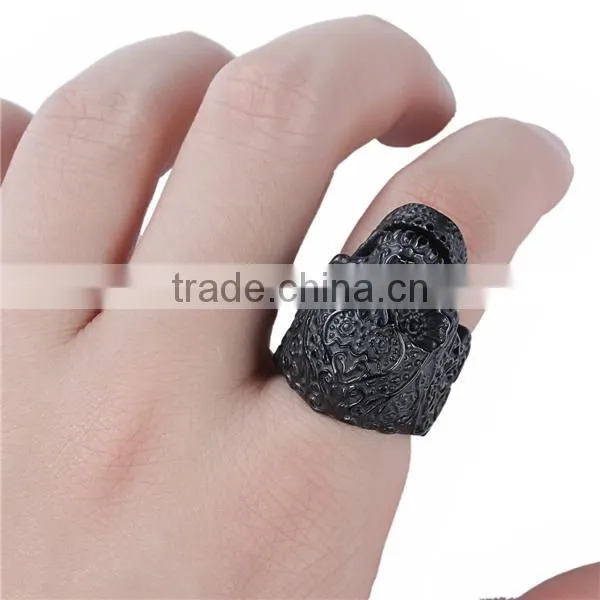 Titanium Steel Punk Unadjustable Rings Black Skull photo-3