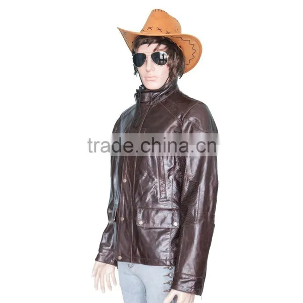HIGH QUALITY SLIMFIT MEN BROWN RETRO LEATHER JACKET photo-3