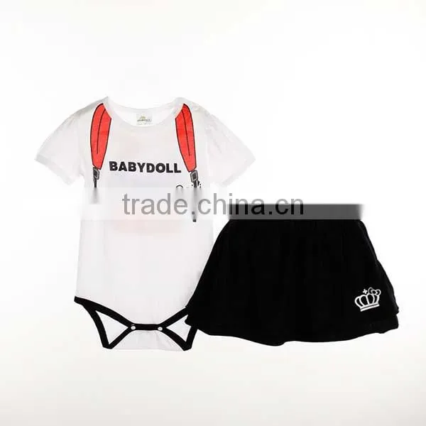 2016 Summer 2pcs Navy Style Miniskirt Jumpsuit Baby Girl Romper photo-3