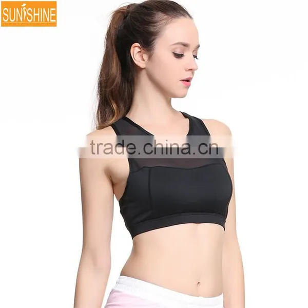 Hot Fashion Women's Light Support Cross Back Wirefree Removable Cups Mesh Yoga Sport Bra photo-2