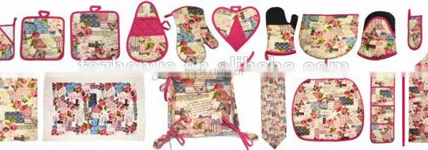AZO-free Flower Design Cotton Twill Potholder With Knitting photo-3