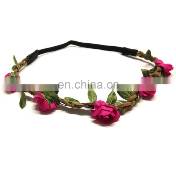 Green material beaded daisy flower crown headband with pretty design FH2162