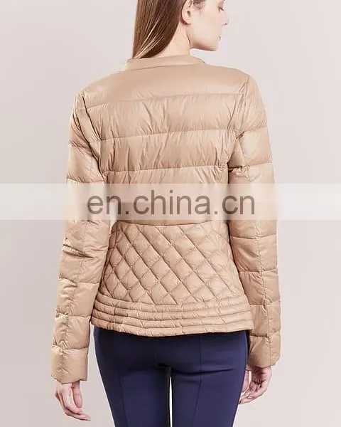 Comfortable Shiny Fabric Women Light Feather Down Jacket photo-3