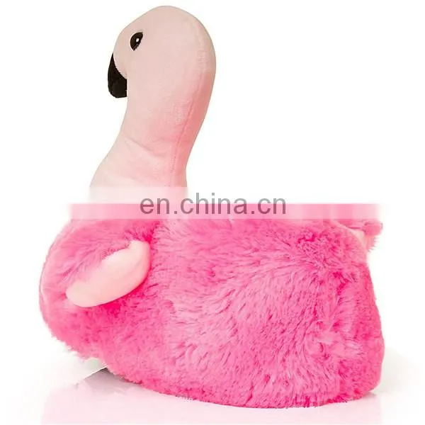 Winter Home Indoor Custom Pretty Pink Woman Stuffed Soft Plush Flamingo Slippers Shoes photo-5