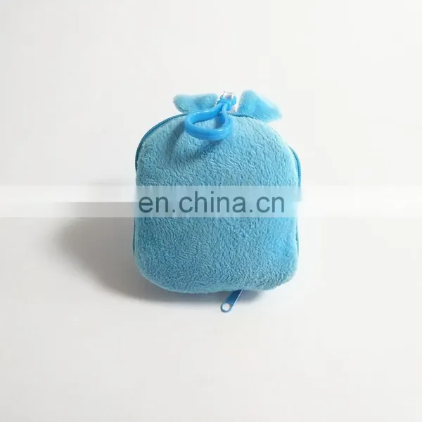 Blue Rabbit Animal Head With Shopping Bag Plush Toy Keychain photo-3