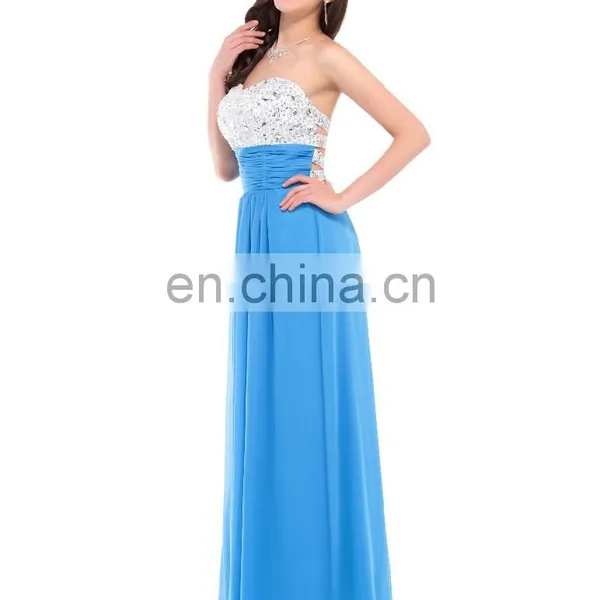 2015 Grace Karin Stocks Sleeveless Beads Sexy Backless Chiffon Prom Dress Pink CL3424-2# photo-3