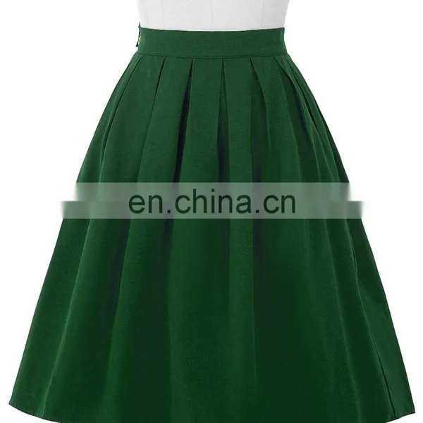 Belle Poque Women Midi Dark Green Retro Vintage Skirts BP000154-4 photo-5