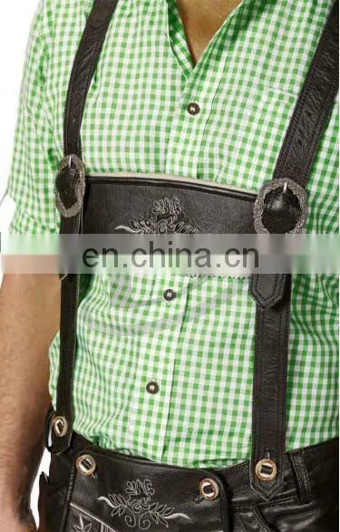 Lederhosen, Kniebund Hosen, Men Ledersosen Trachten Lederhosen Leather Pants With Suspenders (Oktoberfest Clothing) photo-3