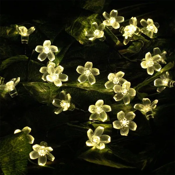 7M 50 LED Solar String Light 4.8M 20LED Sakura Flower Christmas Fairy Light Outdoor Garden Wedding Holiday Light photo-4