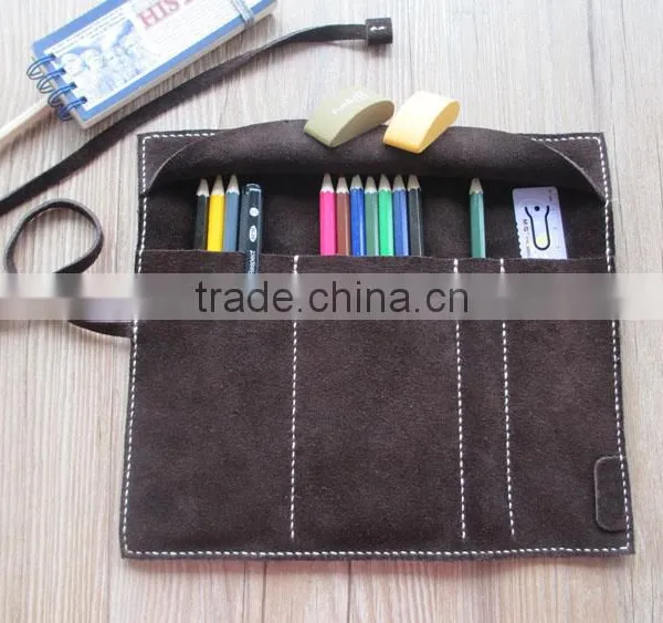 Vintage Style Cow Leather Cosmetic Organizer Bag Large Capacity Pen Holder Organizer photo-2