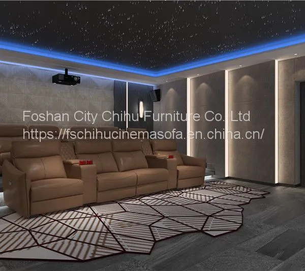 Amazon Supplier Hot Selling Leisure Adjustable Top Grain Leather Electric Private Cinema Recliner Home Theater Sofa photo-3