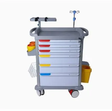 ABS Plastic Hospital Cart Multifunction Medical Emergency Trolley With Infusion Pole photo-3