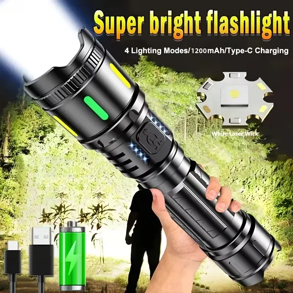 Hot Emergency Power Display Telescopic Zoom Aluminum Alloy USB Rechargeable Body White Led Torches Lights Tactical Flashlights
