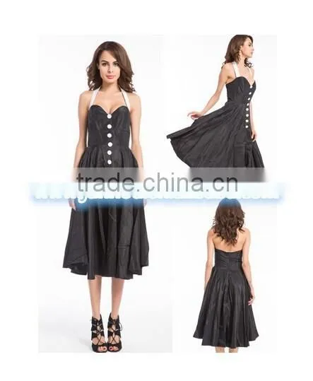 Fashion Strap Polka Dot Print Vintage Retro Dress Women photo-5