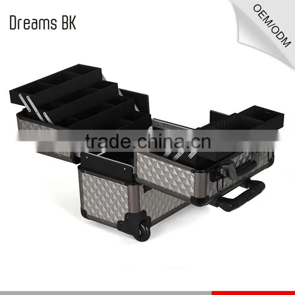 2016 High Quality Aluminum Trolley Make up Case Beauty Display Case With Rolling Wheels photo-5