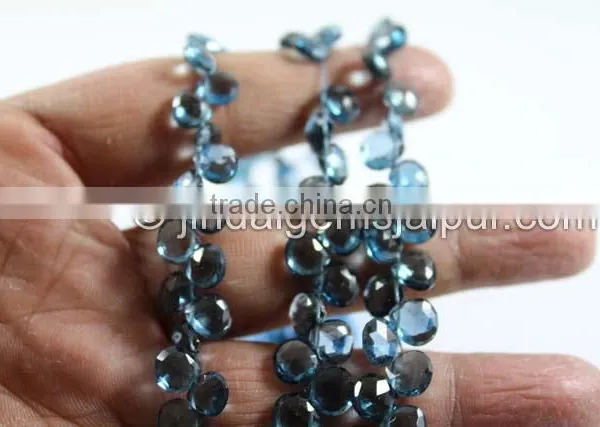 Wholesale Fine Grade London Blue Topaz Faceted Heart Beads 7 MM photo-2