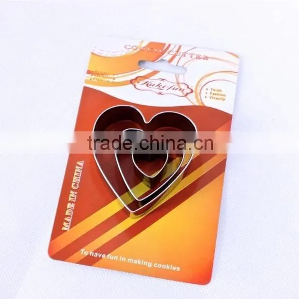 YangJiang Factory Manufature High Quality 3pcs Heart Shape Stainless Steel Cake Mould Set photo-2