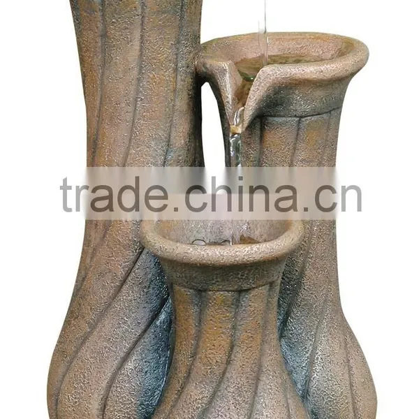 Decorative Indoor Fiberglass Three Jugs Tabletop Water Fountain