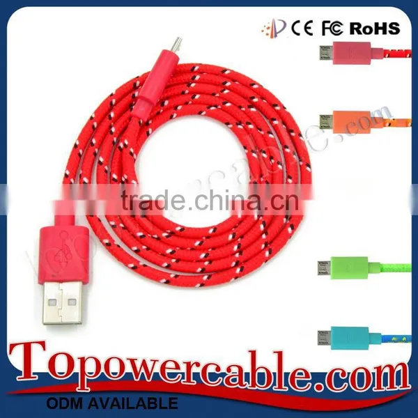 Factory Wholesale Customized Fabric Shielded Mobile Phone Micro USB Cable photo-2