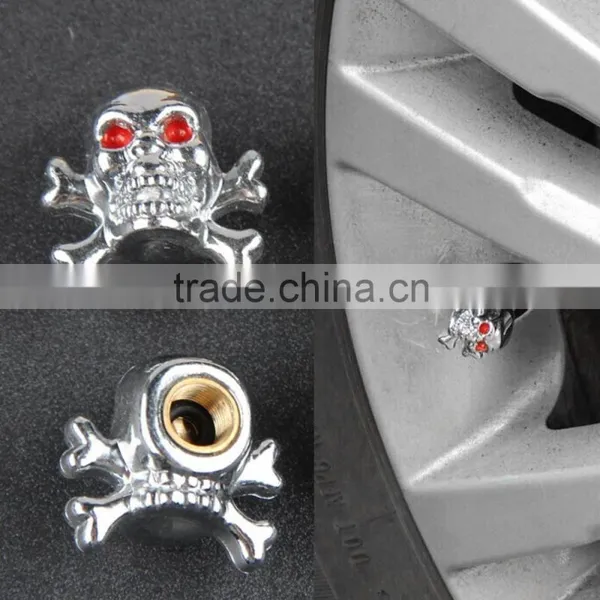 Sliver Universal Fancy Pirate Skull Tire Tyre Air Valve Stem Caps for Auto Car Truck Motorcycle Bike Wheel Rims